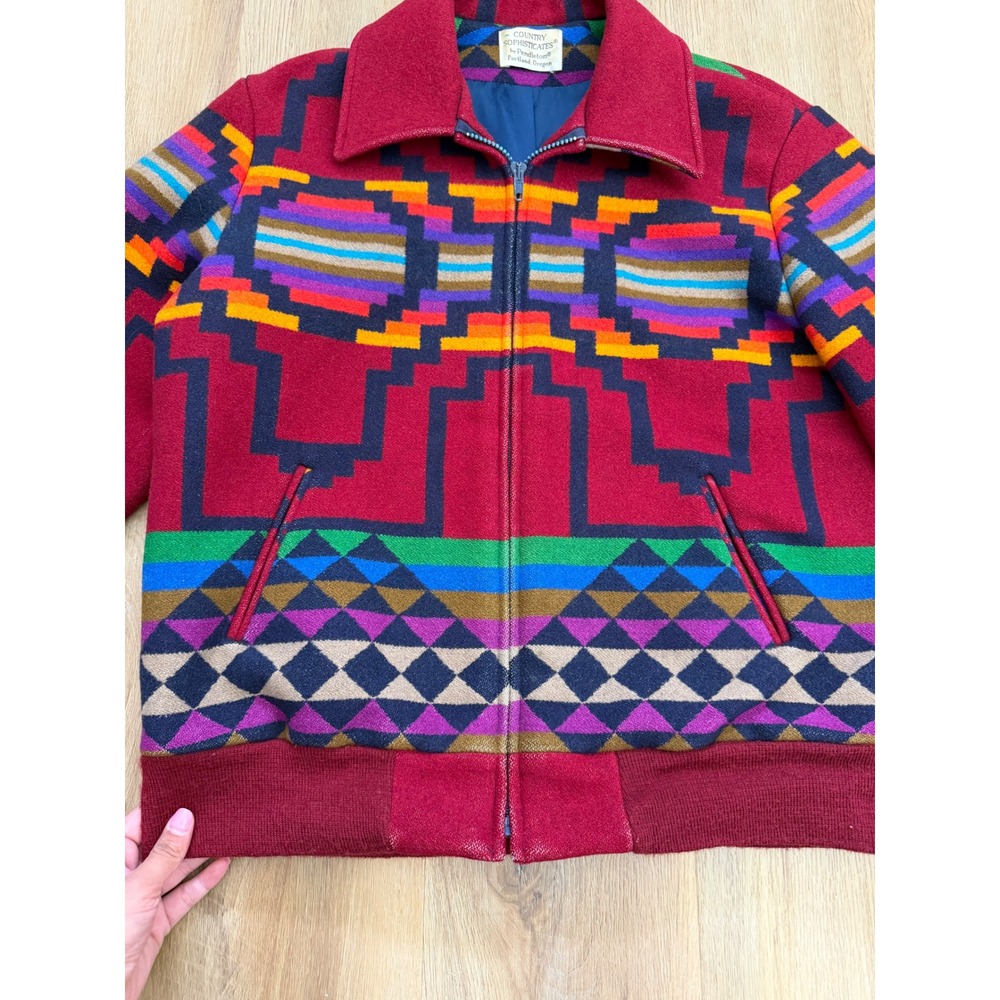 Vtg Pendleton Country Sophisticates Wool Southwestern Geometric Aztec Jacket - Picture 4 of 8